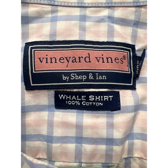 Vineyard Vines Men’s Whale Button Down Collared Lightweight Shirt Sz M Blue Pink - Picture 2 of 4